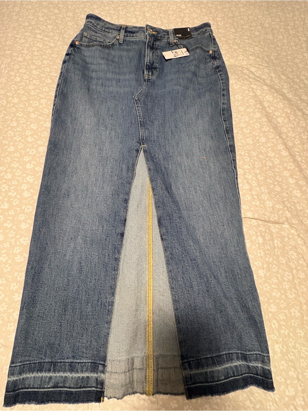 Express Blue Denim Maxi Skirt with Front Slit
